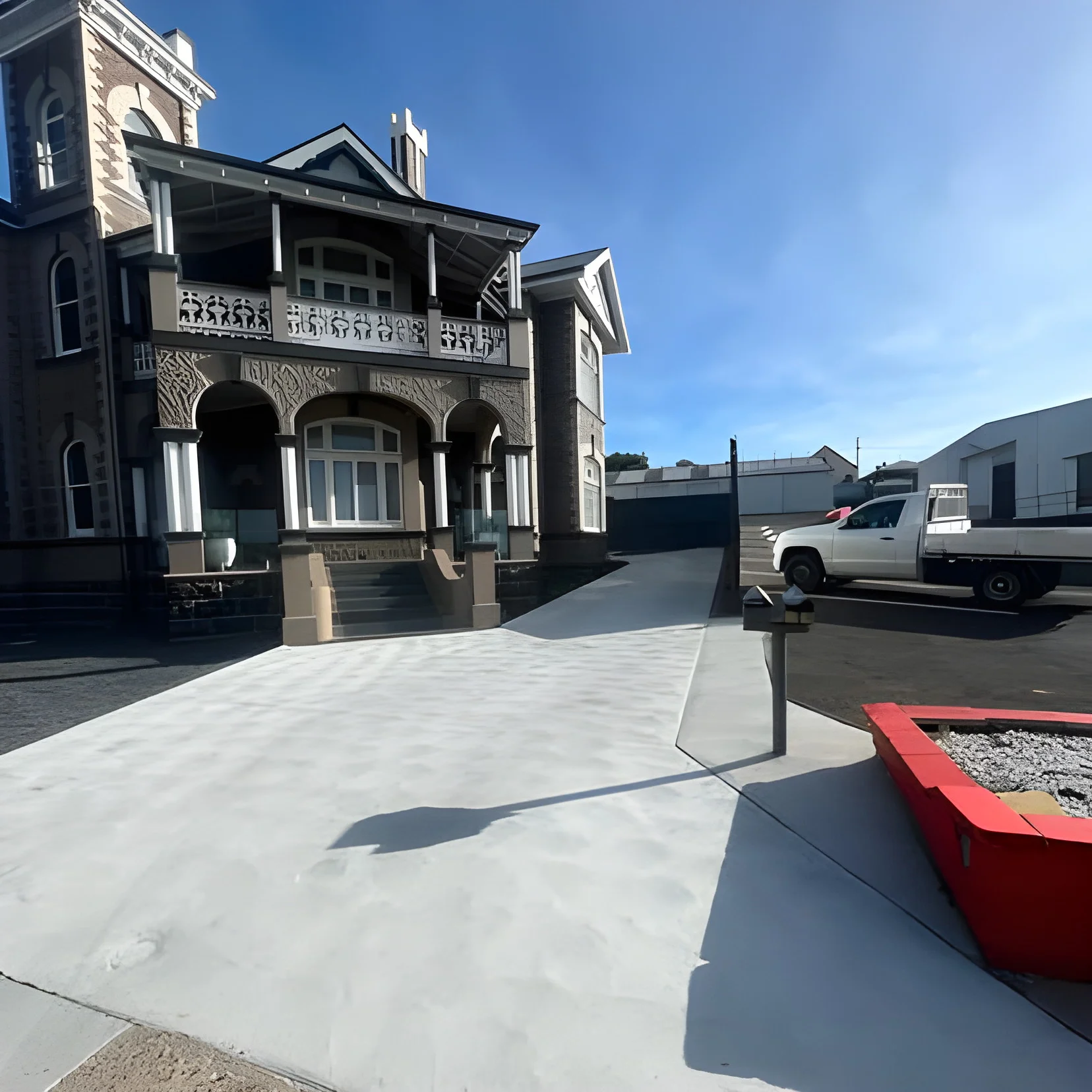New concrete driveway at a heritage property in Devonport built by LCB Contracting