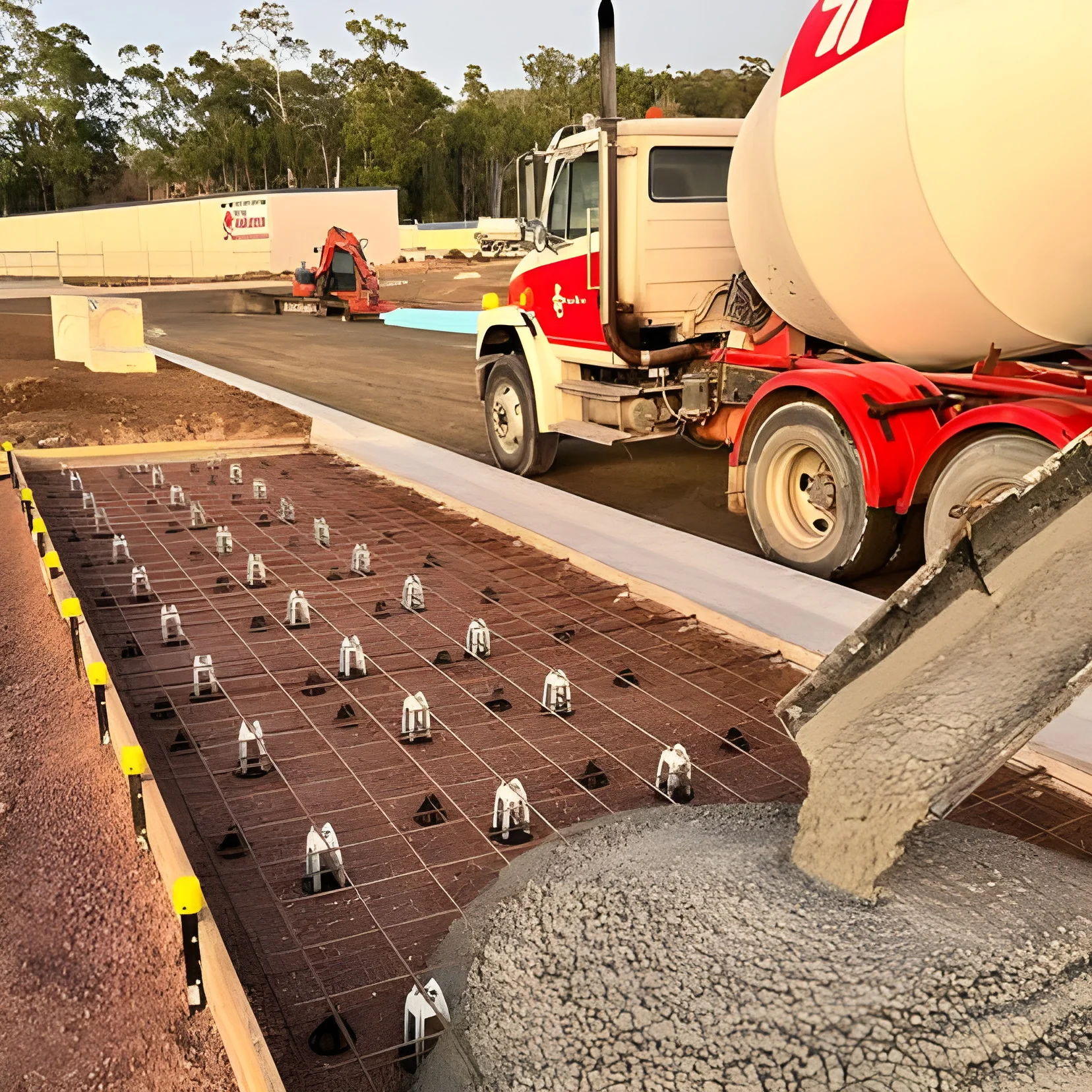 Concrete pour on a pad prepared by LCB Contracting