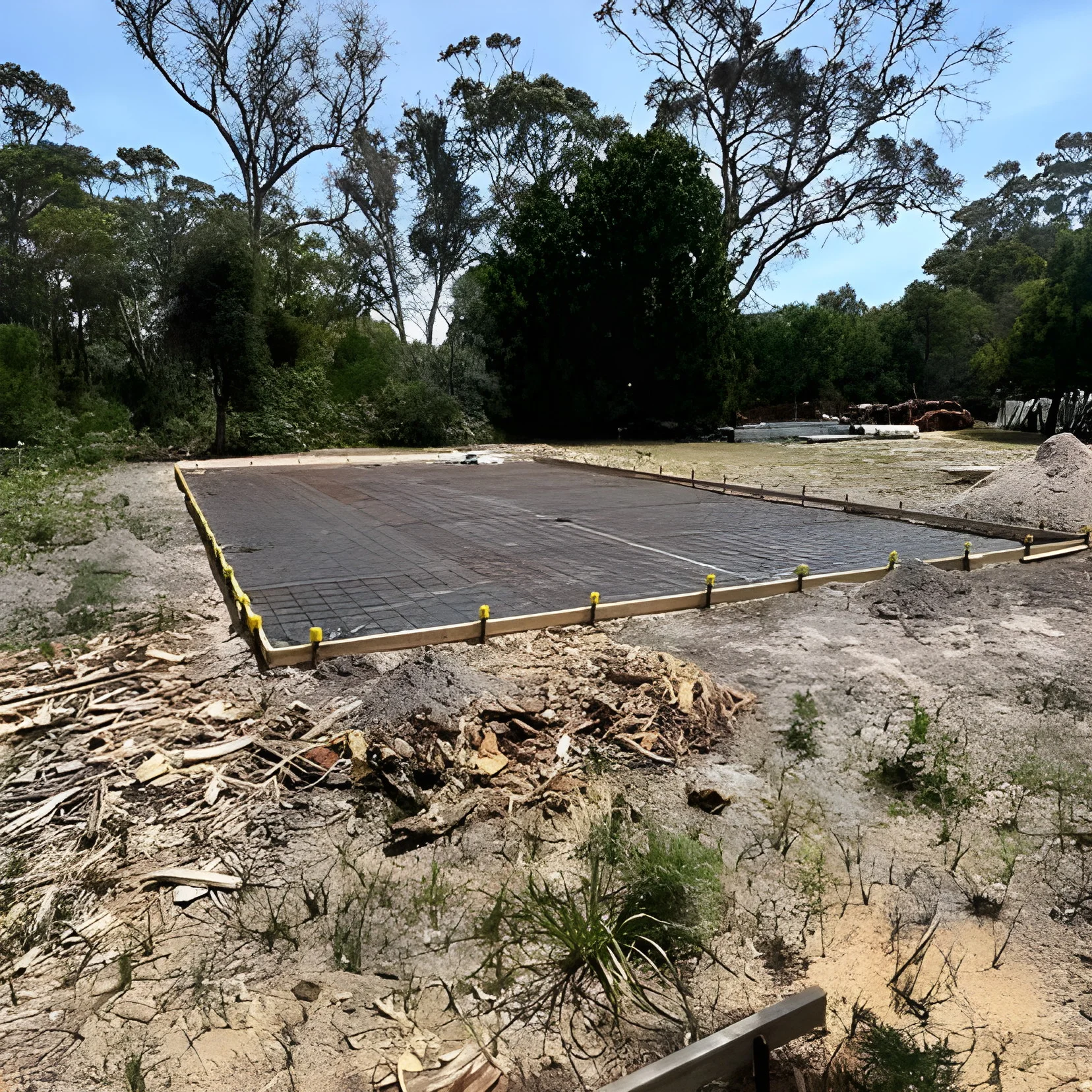Compacted building pad with formwork and steel mesh prepared by LCB Contracting