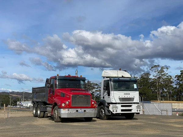 LCB tip trucks parked in the yard ready for the day